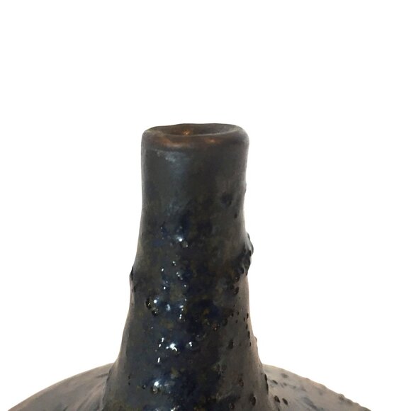 Bud Vase Blue Ceramic 7 X 5 Artisan Crafted Handmade Home Decor - Picture 4 of 9